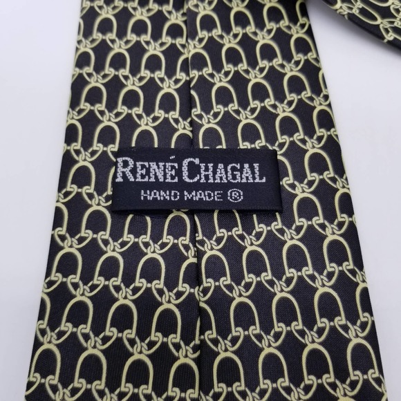 Rene Chagal Handmade Mens Neck Tie Gold Link - Picture 4 of 7
